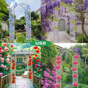 Garden Arch Wooden Pergola Feature Trellis Rose Climbing Plant Archway Grey Frame