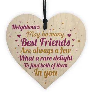 Red Ocean Neighbour Friendship Gift Handmade Wooden Heart Best Friend Plaque Sign Thank You Gifts