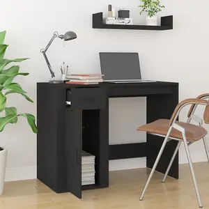 Berkfield Desk Black 100x49x75 cm Engineered Wood