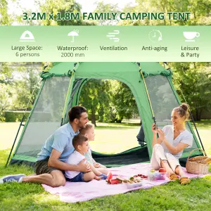 Outsunny 6 Person Camping Tent 2-Tier Pop-up Tent w/ Portable Carry Bag