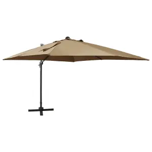 Berkfield Cantilever Umbrella with Pole and LED Lights Taupe 300 cm