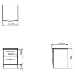 Sussex Ready assembled Beige & oak 2 Drawer Bedside chest (H)502mm (W)395mm (D)411mm