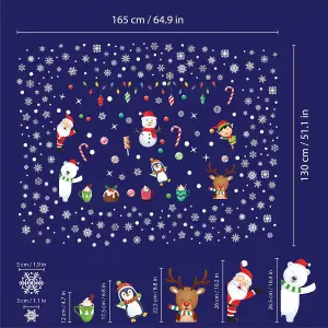 Santa's friends with Snowflakes in Candyland Christmas Wall Stickers Living room DIY Home Decorations