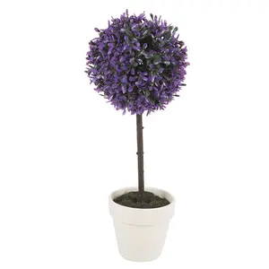 URBNLIVING 41cm Height Decorative Artificial Outdoor Ball Purple Colour Plant Tree Large Pot