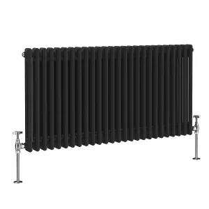 Right Radiators 600x1190 mm Horizontal Traditional 2 Column Cast Iron Style Radiator Black