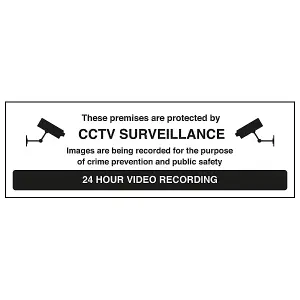 Premises Protected By CCTV Security Sign Black/White Adhesive Vinyl 450x150mm (x3)