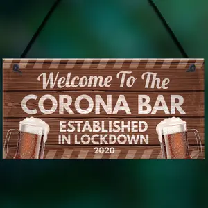 Red Ocean Novelty Corona Bar Sign Funny Quirky Hanging Sign For Home Bar Gifts For Him Man Cave Gifts