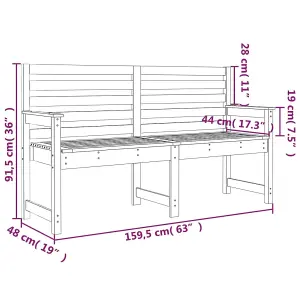 Berkfield Garden Bench Black 159.5x48x91.5 cm Solid Wood Pine