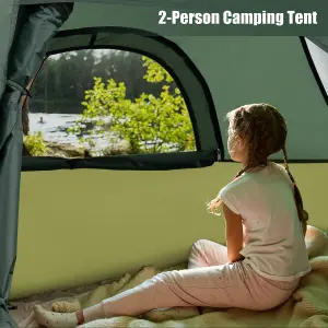 Costway 2-person Camping Tent Outdoor Portable Double-layer Tent w/ Removable Rain Fly