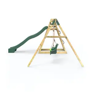 Rebo Children's Wooden Pyramid Activity Frame with Swings and 10ft Water Slide - Cora Linn