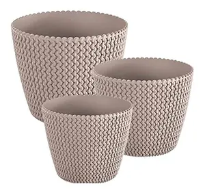 Plant Pots Indoor Outdoor Plastic Flowerpot Small Medium Large Splofy  Mocca 19cm