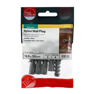 Timco - Nylon Plugs (Size 10.0 x 50 - 5 Pieces)