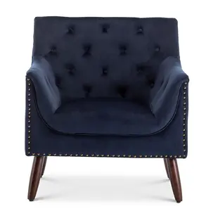 Velvet Navy Blue Franca Accent Chair