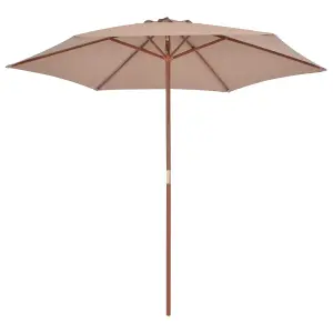 Berkfield Outdoor Parasol with Wooden Pole 270 cm Taupe