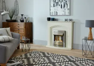 Adam Truro Fireplace in Cream with Helios Electric Fire in Brushed Steel,  41 Inch