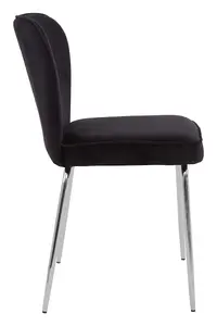 Curved Black Chrome Finish Dining Chair,Chrome Finish Lounge Chair,Kitchen Chair,Curved Backrest Armchair