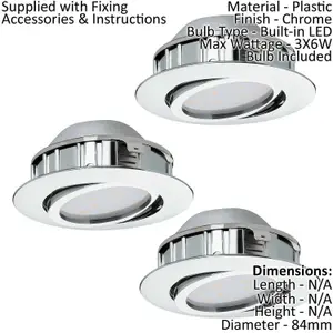 2 PACK 3 PACK Flush Ceiling Downlight Chrome Recessed Spotlight 6W LED