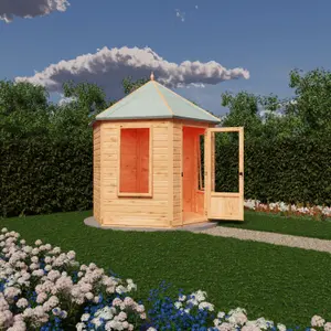 Welton Hexagonal 8x7ft summerhouse with 2 opening windows