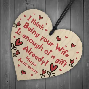 Red Ocean Funny Anniversary Gift For Wife Novelty Wooden Heart Sign Anniversary Gift For Her