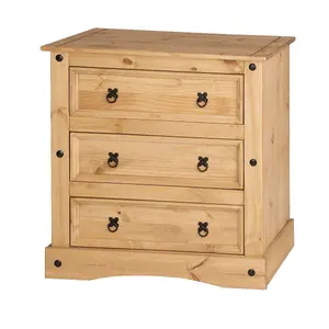 Corona 3 Drawer Chest of Drawers Mexican Solid Pine