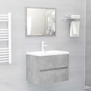 Berkfield 2 Piece Bathroom Furniture Set Concrete Grey Engineered Wood