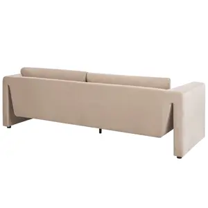 Beliani Modern Velvet Sofa Beige MAUNU