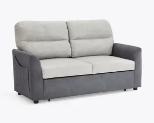 Dennis 2 Seater Fabric Grey Fabric Duo Contrast With Storage Pull Out Clic-Clac Sofa Bed