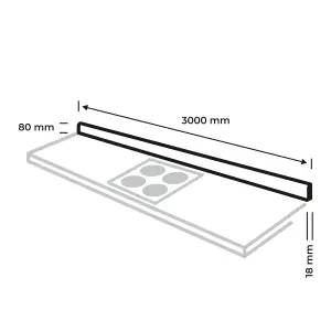 GoodHome Orin Onyx Matt Solid oak Upstand (L)3000mm