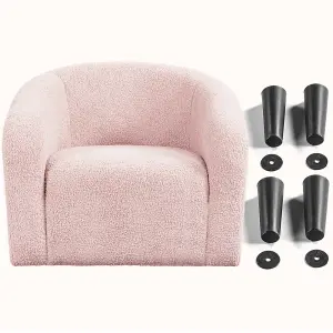 Yaheetech Pink Upholstered Boucle Club Chair Accent Barrel Chair