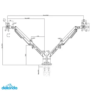 Ergonomic Dual Twin Monitor Desk Mount for 17-32" Screens