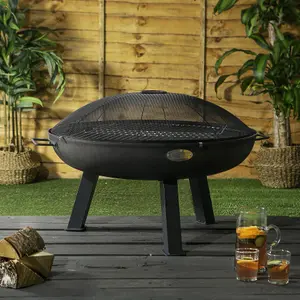 Harbour Housewares - Cast Iron Garden Fire Pit BBQ - 75cm - Grey