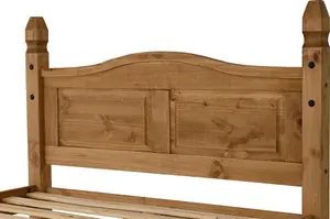 Corona 4ft6 Double Bed High Foot End Distressed Waxed Pine