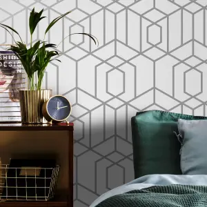 Julien MacDonald Disco Vogue Silver Geometric Wallpaper