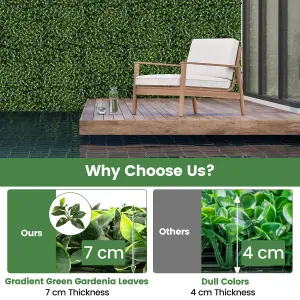 COSTWAY 12 Pcs Artificial Grass Wall Panels 50 x 50cm Square Privacy Hedge Screen