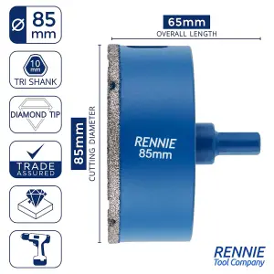 85mm Diamond Hole Saw Drill Bit For Tiles, Ceramic, Porcelain. Holesaw