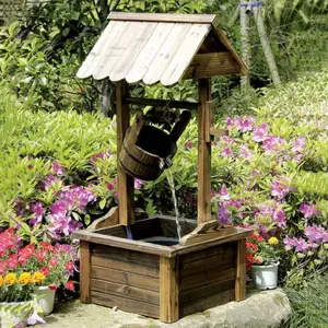 Certikin Heissner Wooden Wishing Well Water Feature with Pump + Light 016596-00