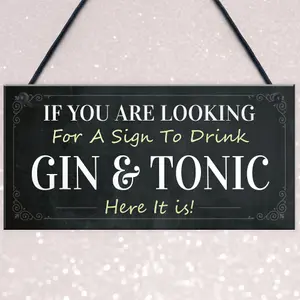 Red Ocean Funny Gin And Tonic Bar Sign Novelty Home Bar Decor Plaque Gin Gifts For Friend