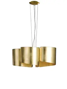 Luminosa Imagine Curved Glass Ceiling Pendant, Golden Leaf, E27