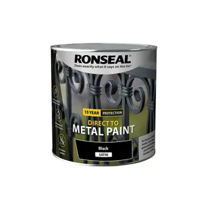 Ronseal 15 Year Direct To Metal Paint - Satin - Black - 2.5 Litre