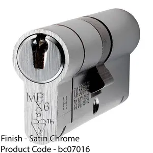 100mm EURO Double Cylinder Lock - 6 Pin Satin Chrome Fire Rated Door Key Barrel