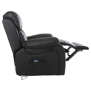 Chester Bonded Leather Recliner Armchair Sofa Home Lounge Chair Reclining Gaming (Black)