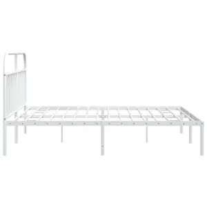 Berkfield Metal Bed Frame with Headboard White 200x200 cm