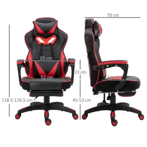 Vinsetto Gaming Chair Ergonomic Reclining Manual Footrest Wheels Stylish Red