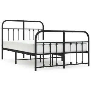 Berkfield Metal Bed Frame with Headboard and Footboard Black 120x200 cm