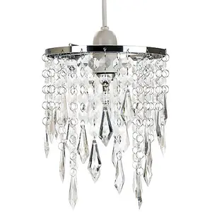 Modern Waterfall Design Pendant Shade with Clear Acrylic Droplets and Beads