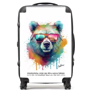 Splashart Colourful Bear In Glasses Suitcase - Medium