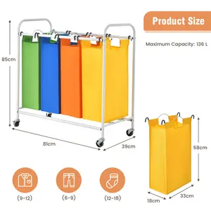 Rolling Laundry Sorter with Handles