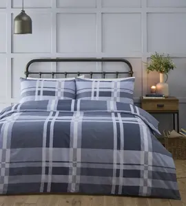 Simply Charlotte Carson Navy Check Duvet Cover Set