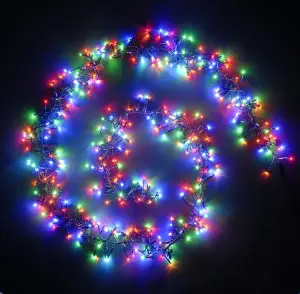 Multi-Coloured Connectable LED indoor outdoor Waterproof Cluster String Lights (480 LED's (10m), Low Voltage Plug)