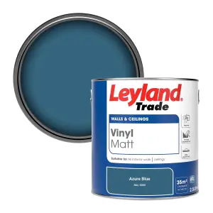 Leyland Trade Vinyl Matt Walls & Ceilings Emulsion Paint Azure Blue (RAL 5009) 2.5L